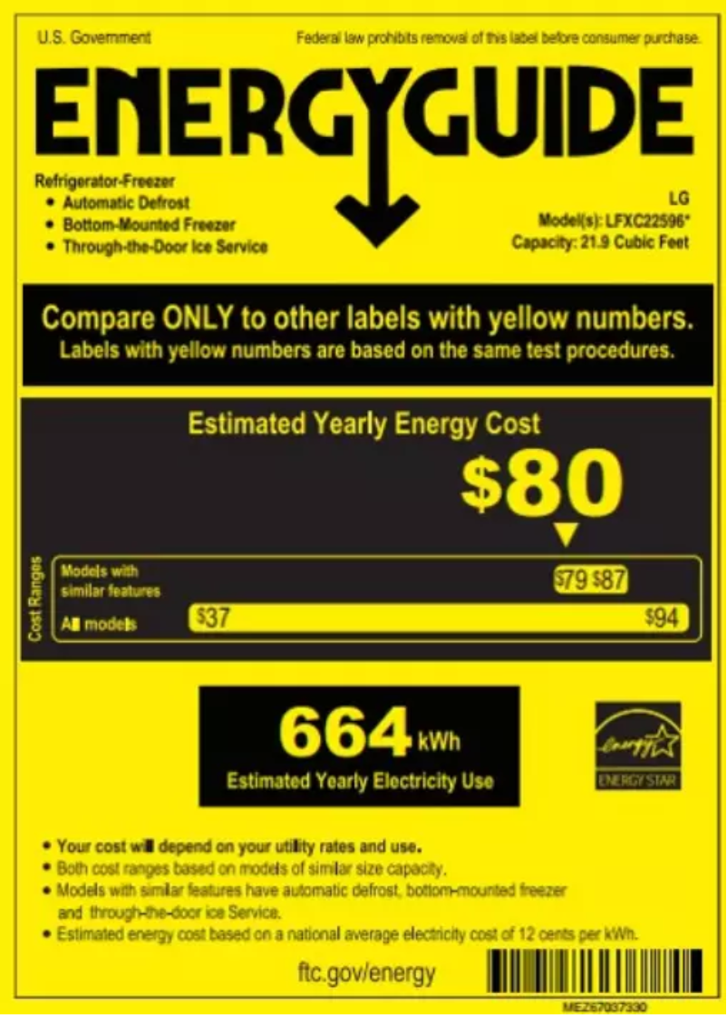 Page 1 of the manual Energy Label LG LFXC22596D
