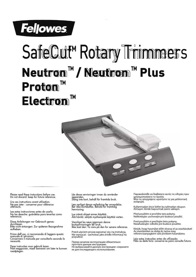 Page 1 de la notice Manuel utilisateur Fellowes Neutron Plus A4