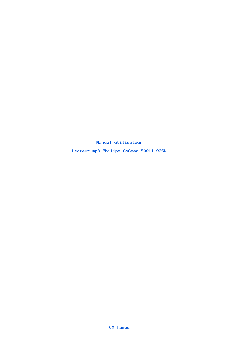Page 1 de la notice Manuel utilisateur Philips GoGear SA011102SN