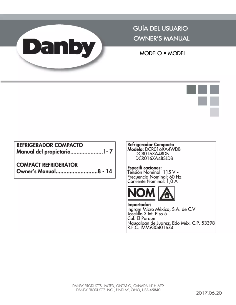 Page 1 de la notice Manuel utilisateur Danby DCR016XA4BSLDB
