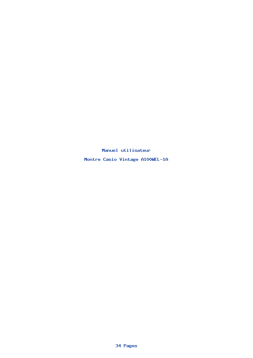 Page 1 de la notice Manuel utilisateur Casio Vintage A100WEL-1A