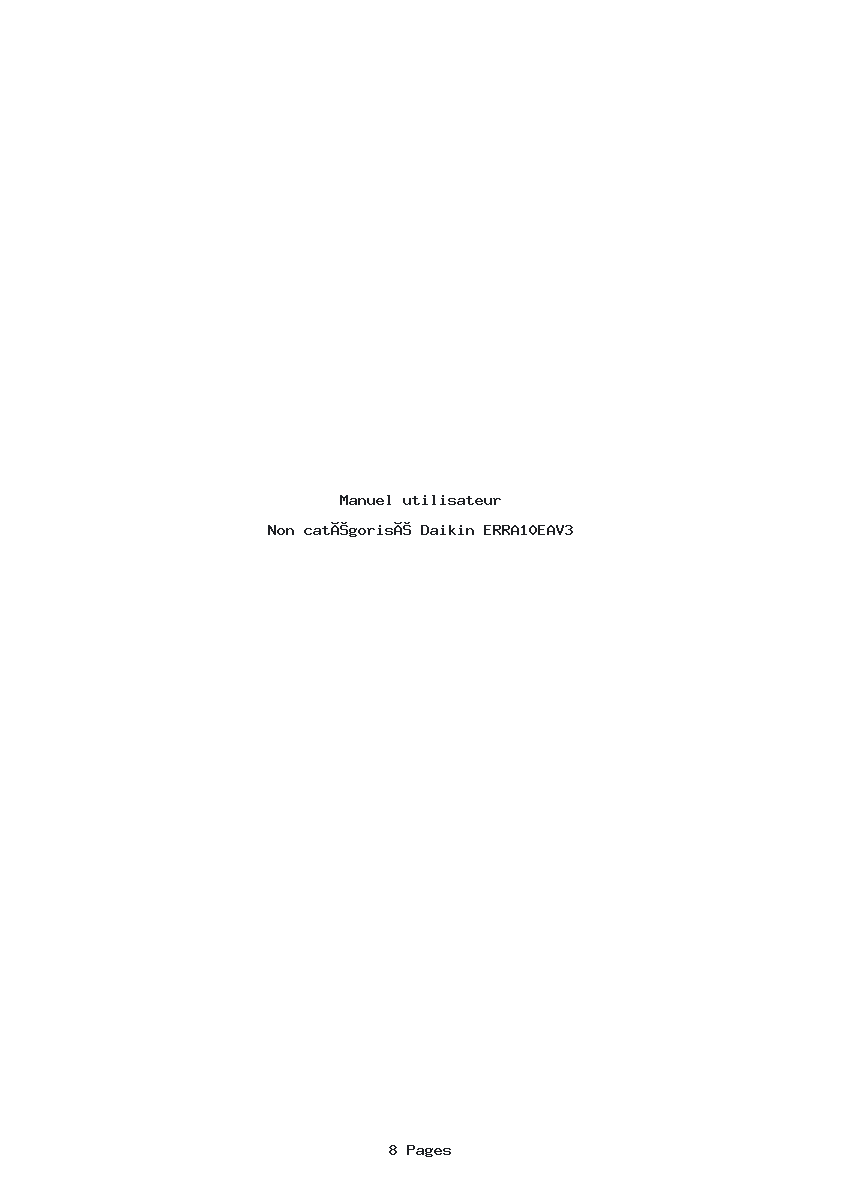 Page 1 de la notice Manuel utilisateur Daikin ERRA10EAV3