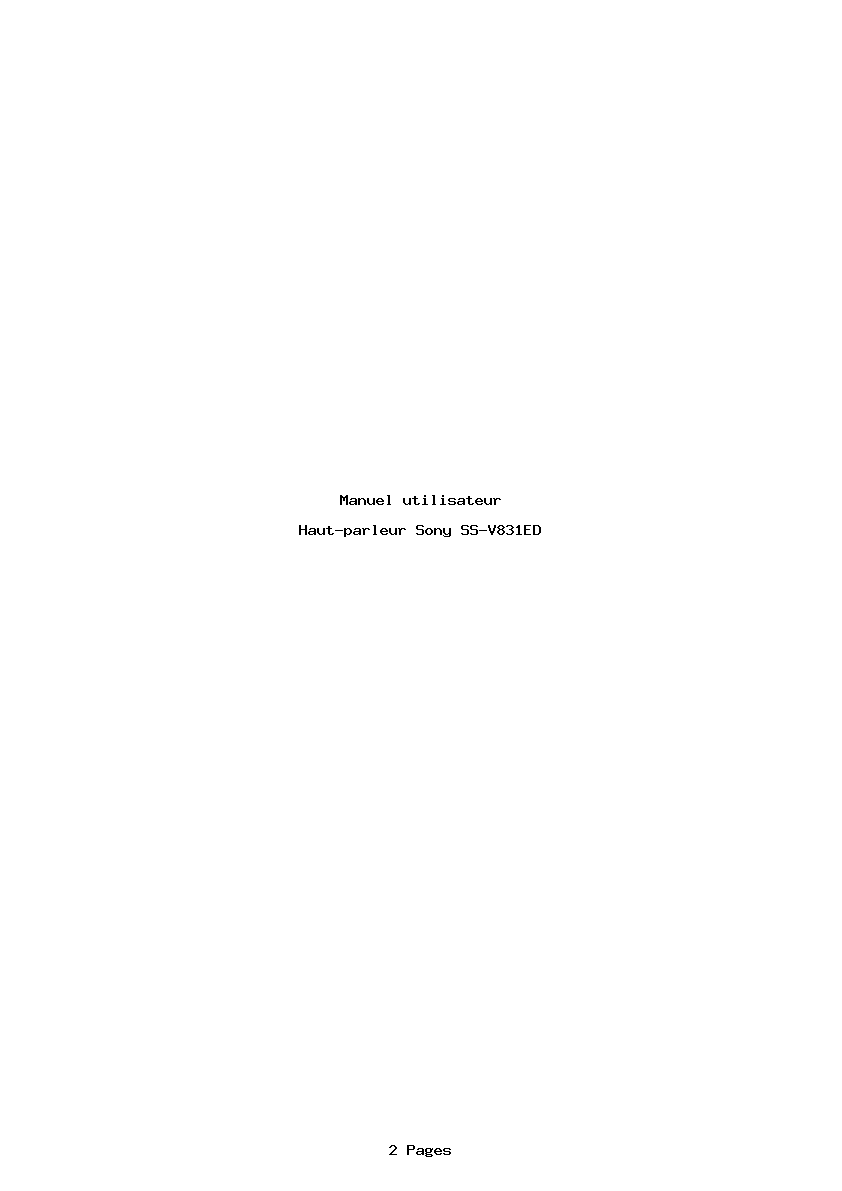 Page 1 de la notice Manuel utilisateur Sony SS-V831ED