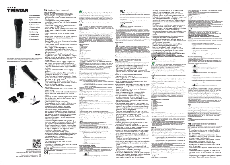 Page 1 de la notice Manuel utilisateur TriStar TR-2573