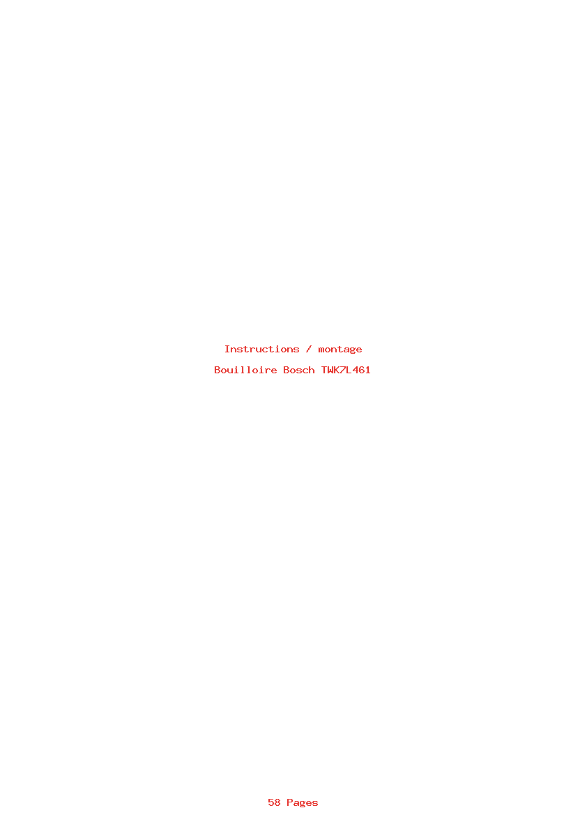 Page 1 de la notice Instructions / montage Bosch TWK7L461
