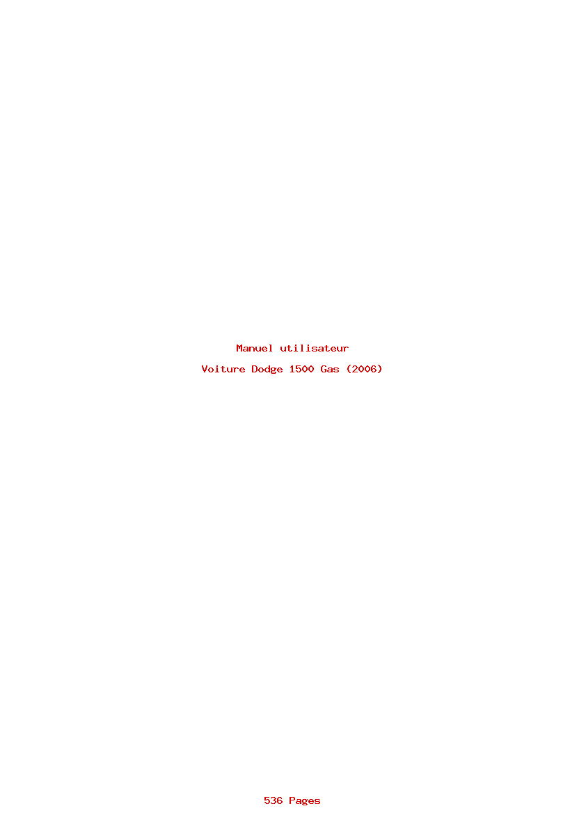 Page 1 de la notice Manuel utilisateur Dodge 1500 Gas (2006)