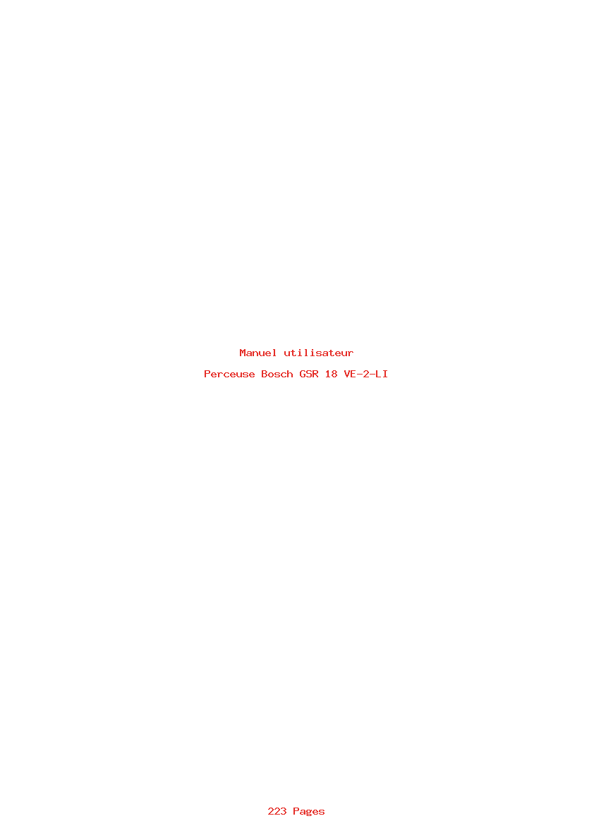 Page 1 de la notice Manuel utilisateur Bosch GSR 18 VE-2-LI