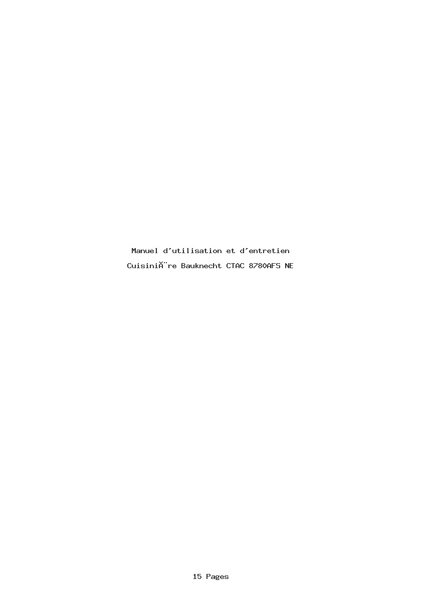 Page 1 de la notice Manuel d'utilisation et d'entretien Bauknecht CTAC 8780AFS NE