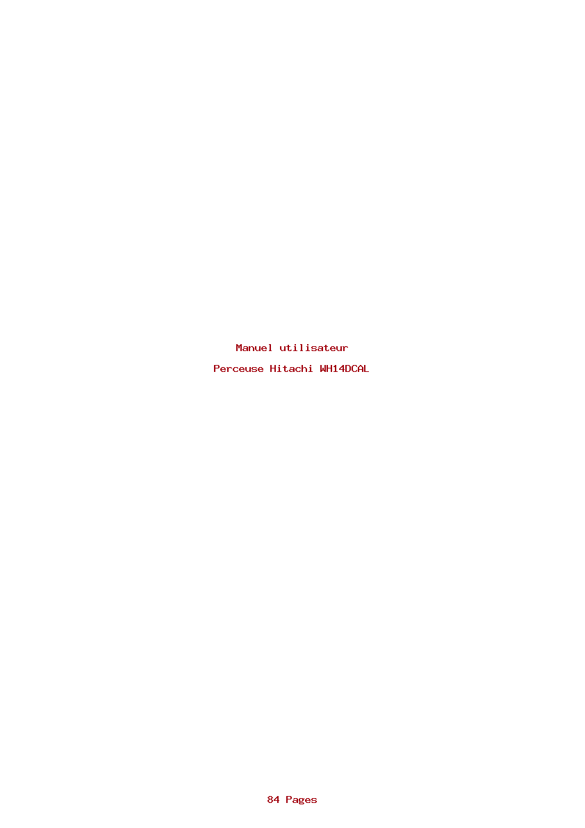 Page 1 de la notice Manuel utilisateur Hitachi WH14DCAL
