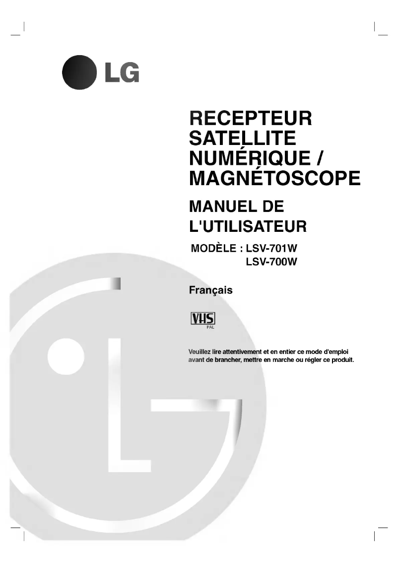 Page 1 de la notice Manuel utilisateur LG LSV-700W1