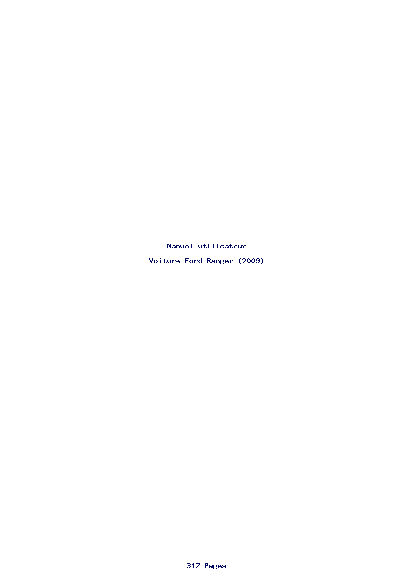 Page 1 de la notice Manuel utilisateur Ford Ranger (2009)
