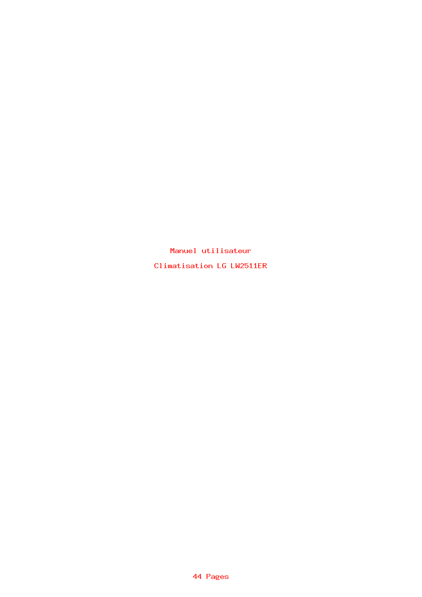 Image de la première page du manuel de l'appareil LW2511ER