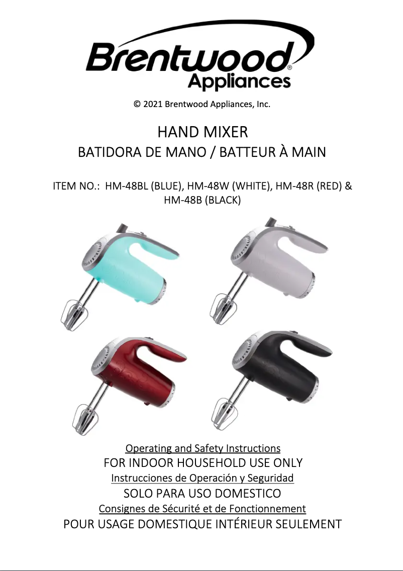 Page 1 de la notice Manuel utilisateur Brentwood HM-48R