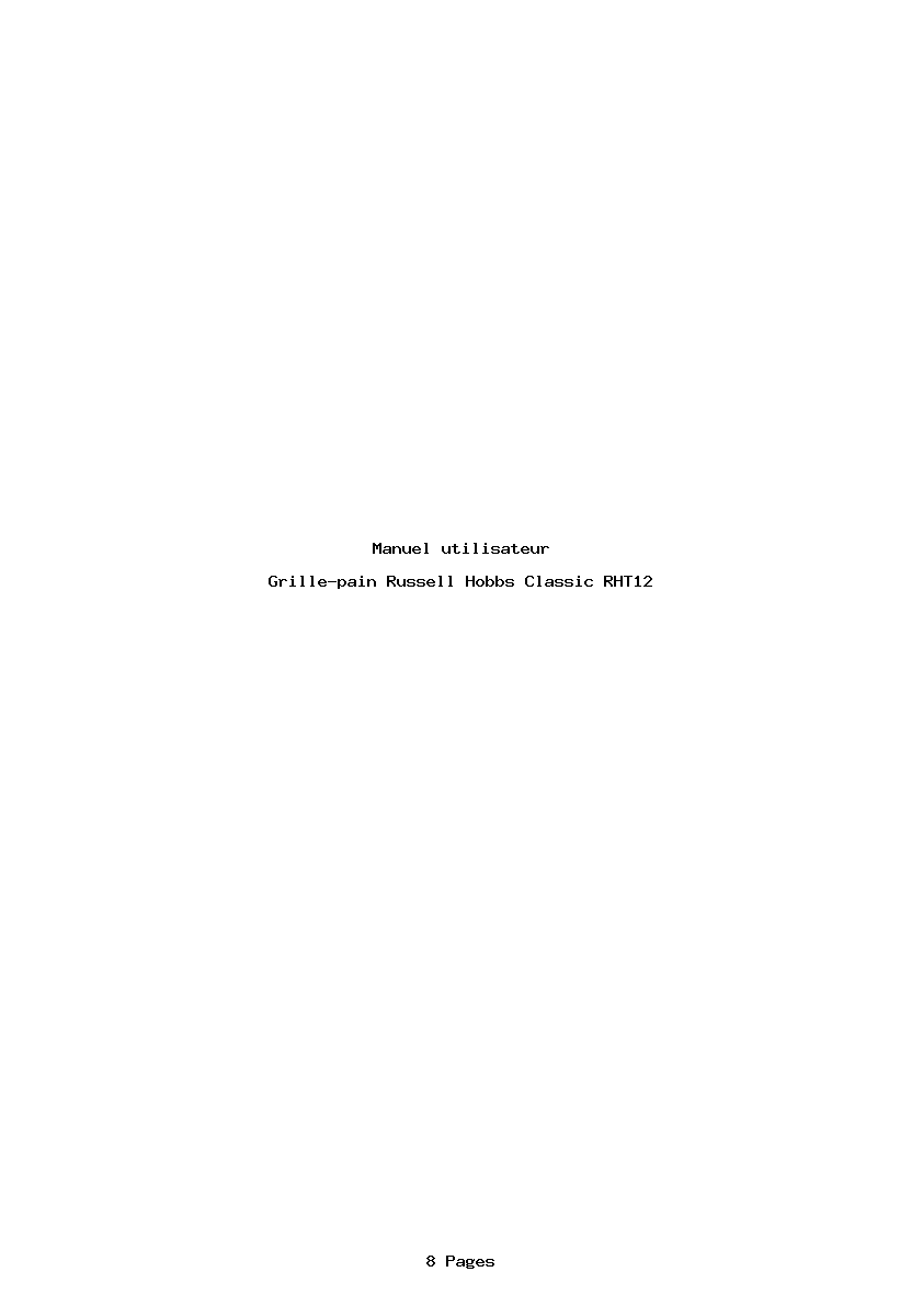 Page 1 de la notice Manuel utilisateur Russell Hobbs Classic RHT12