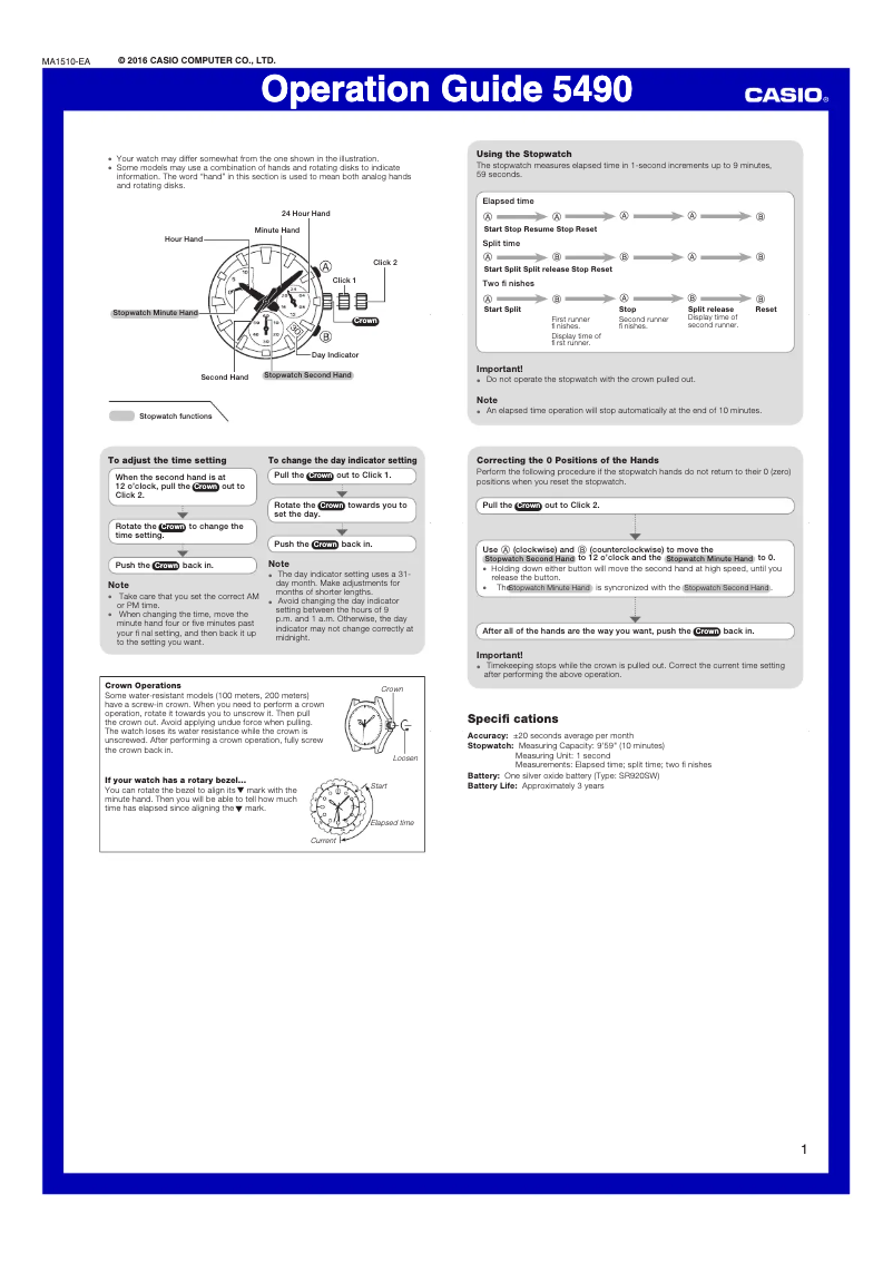 Page 1 de la notice Manuel utilisateur Casio Collection MCW-200H-2AVEF