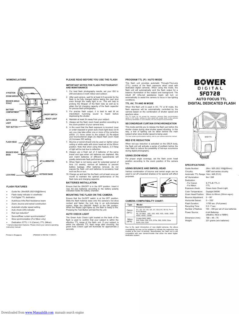 Page 1 de la notice Manuel utilisateur Bower SFD728