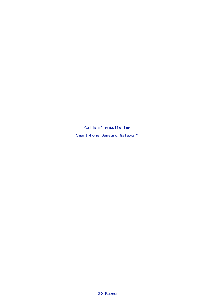 Page 1 de la notice Guide d'installation Samsung Galaxy Y