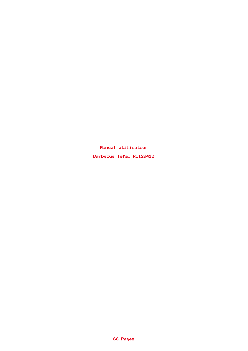 Page 1 de la notice Manuel utilisateur Tefal RE129412