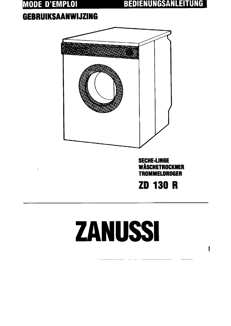 Page 1 de la notice Manuel utilisateur Zanussi-Electrolux ZD 130 R