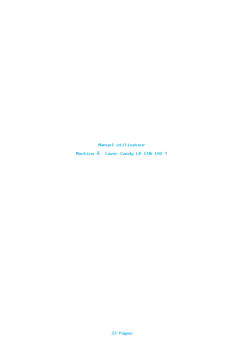 Page 1 de la notice Manuel utilisateur Candy LB CIN 100 T