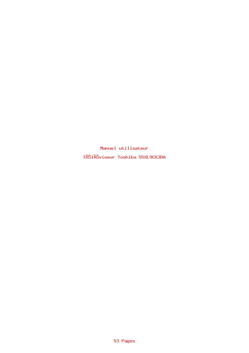 Page 1 de la notice Manuel utilisateur Toshiba 55XL9C63DA