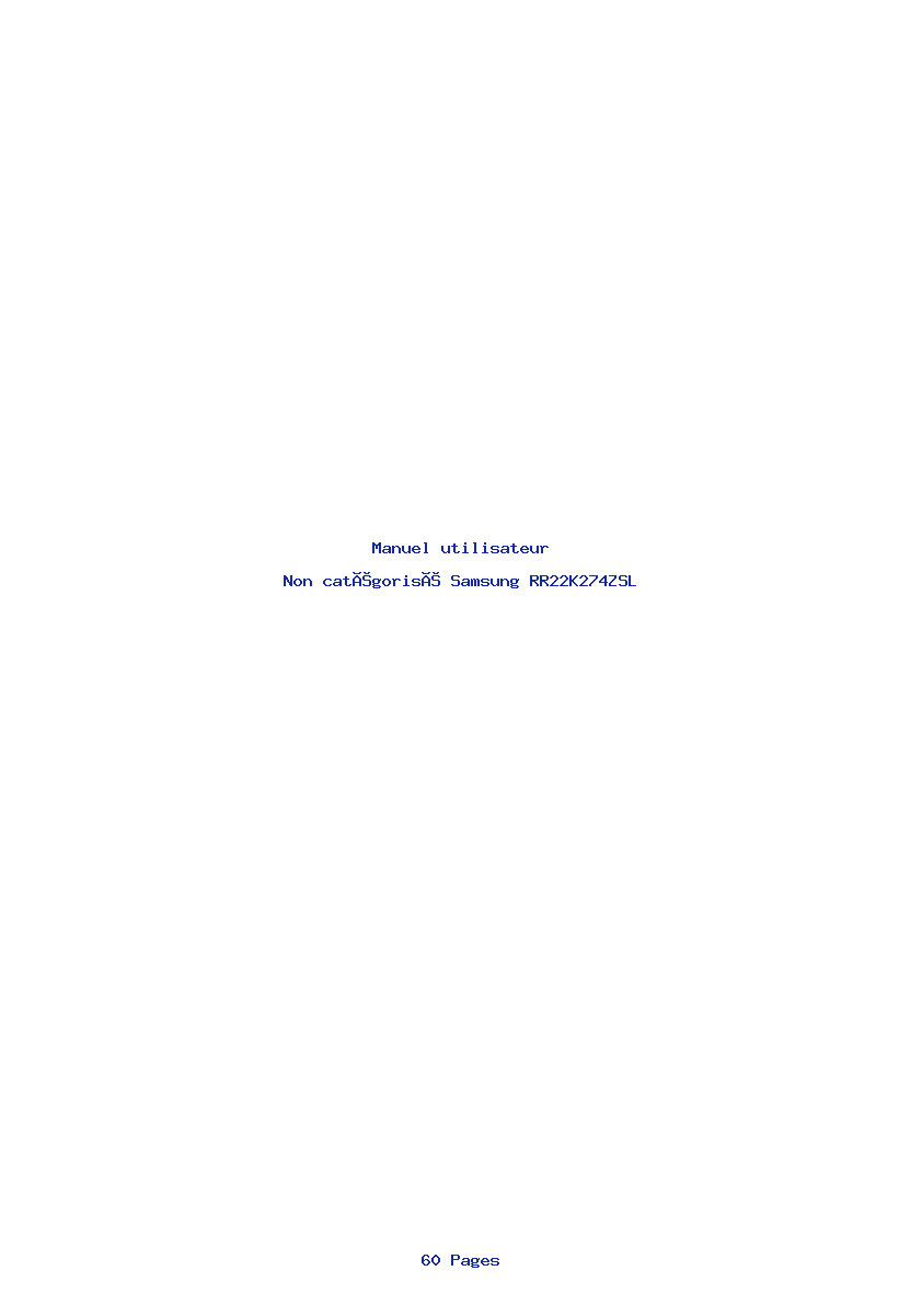 Page 1 de la notice Manuel utilisateur Samsung RR22K274ZSL