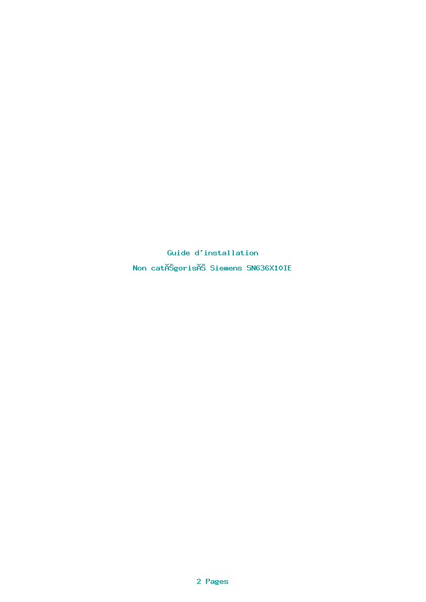 Page 1 de la notice Guide d'installation Siemens SN636X10IE