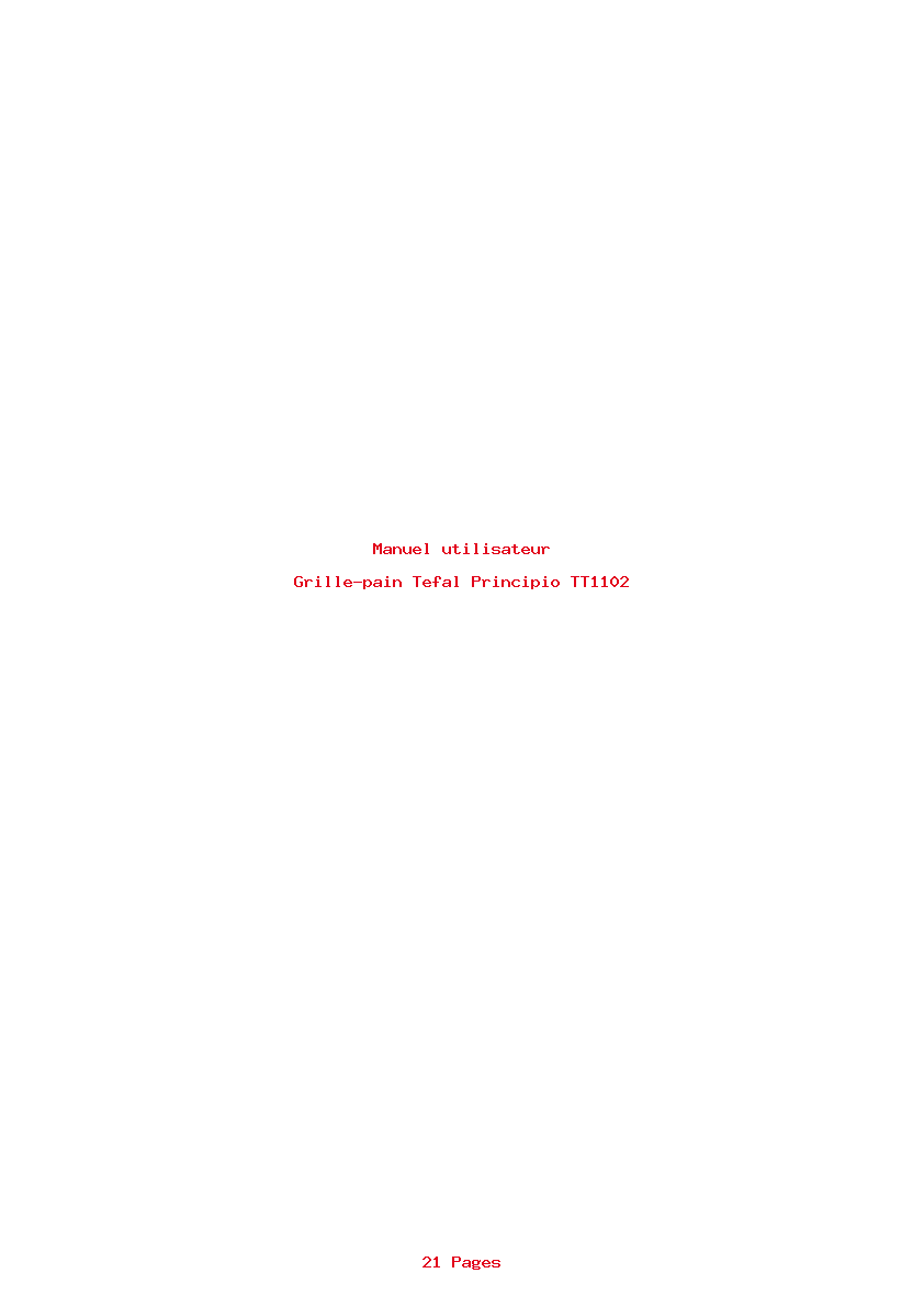 Page 1 de la notice Manuel utilisateur Tefal Principio TT1102