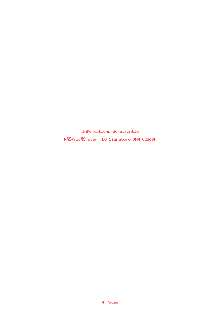 Page 1 de la notice Informations de garantie LG Signature URNTC2306N