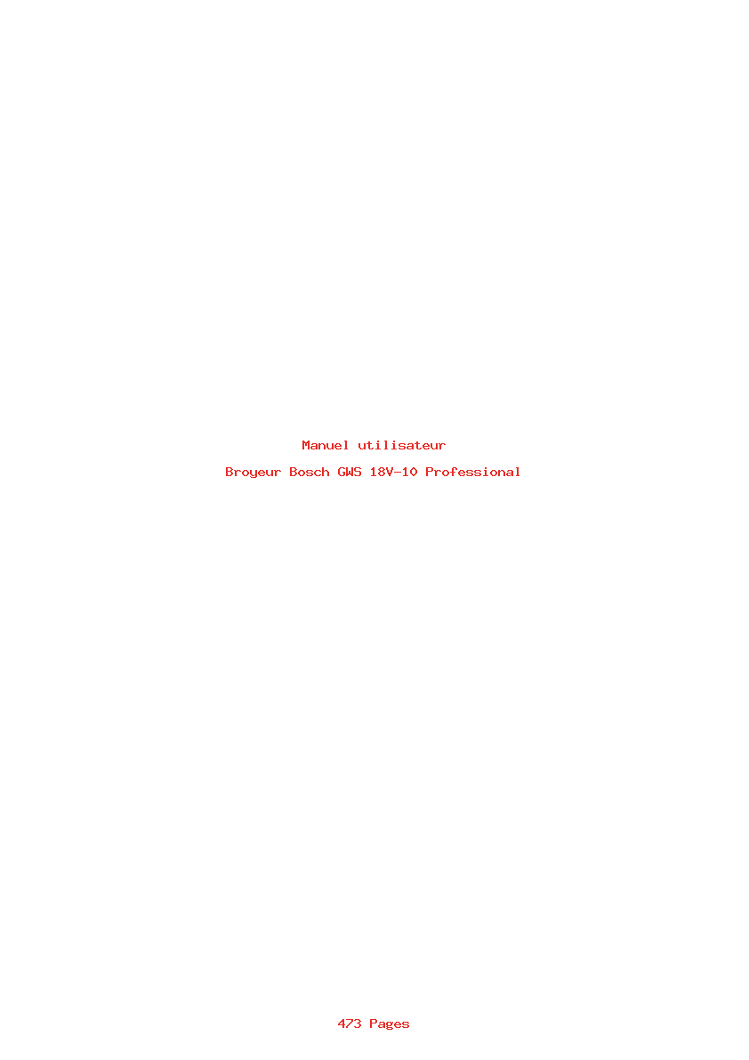 Page 1 de la notice Manuel utilisateur Bosch GWS 18V-10 Professional