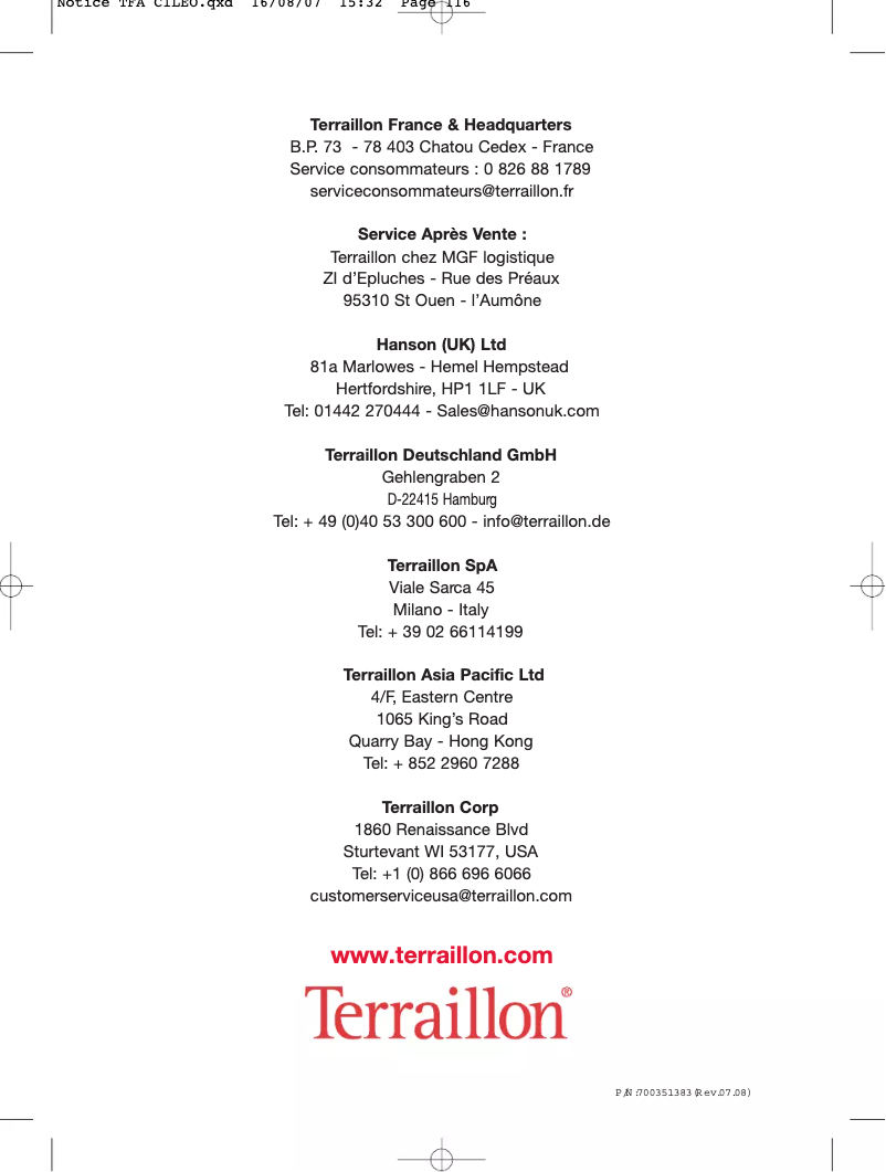 Page 1 de la notice Manuel utilisateur Terraillon Fitness Coach Premium