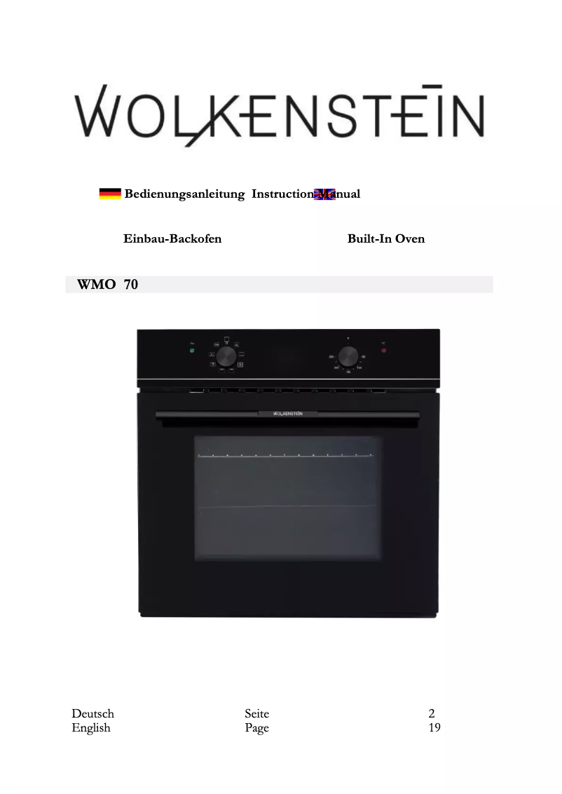 Page 1 de la notice Manuel utilisateur Wolkenstein WMO 70