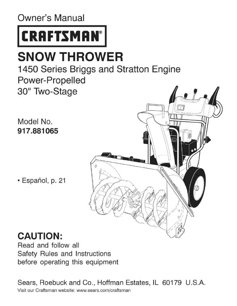 Page 1 of the manual User Manual Craftsman 917.881065