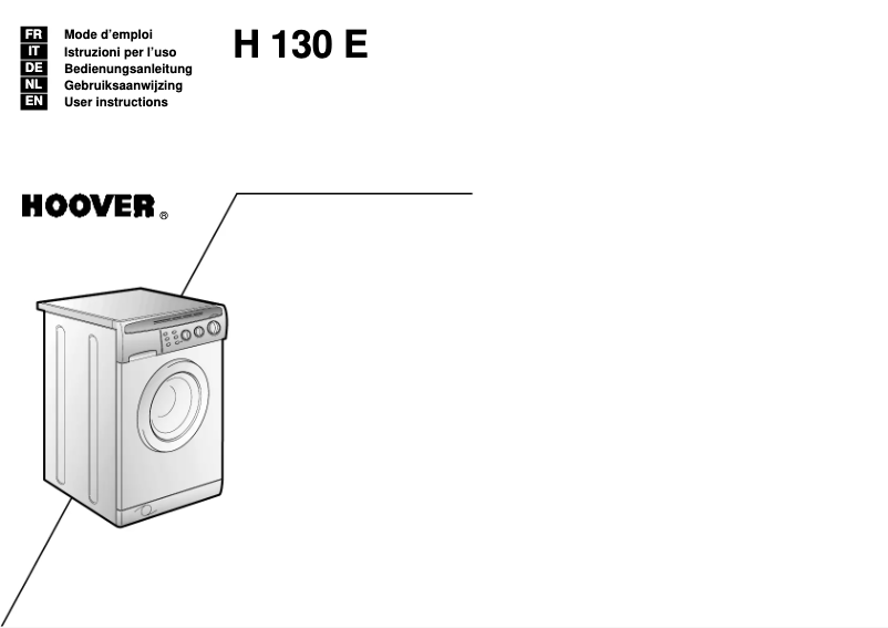 Page 1 de la notice Manuel utilisateur Hoover H130 E DE