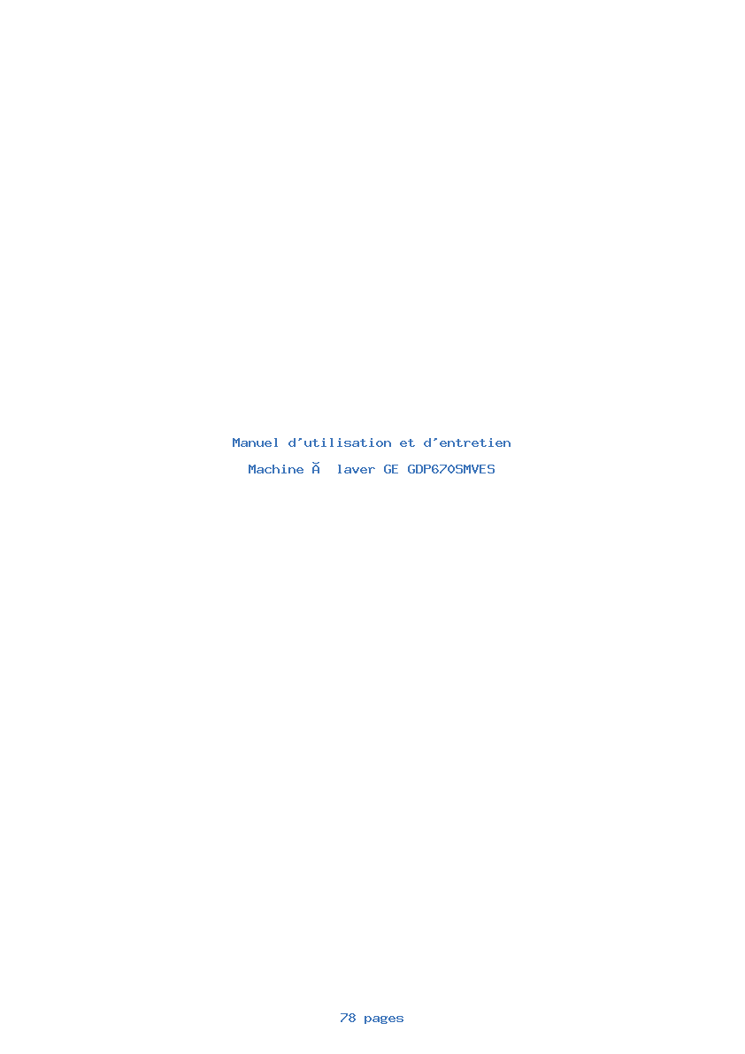 Page 1 de la notice Manuel d'utilisation et d'entretien GE GDP670SMVES