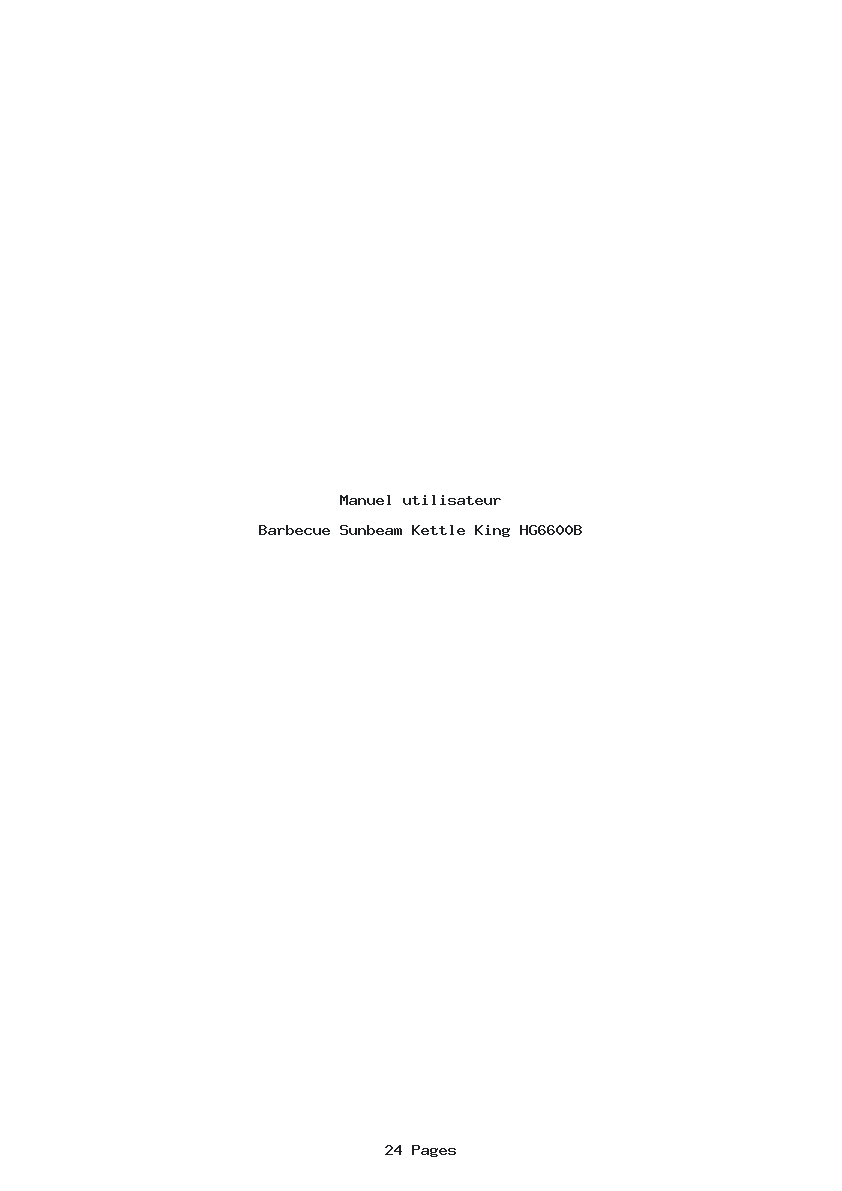 Page 1 de la notice Manuel utilisateur Sunbeam Kettle King HG6600B