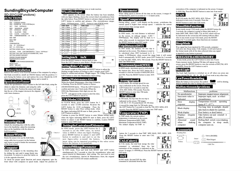 Page 1 de la notice Manuel utilisateur Sunding SD-201C