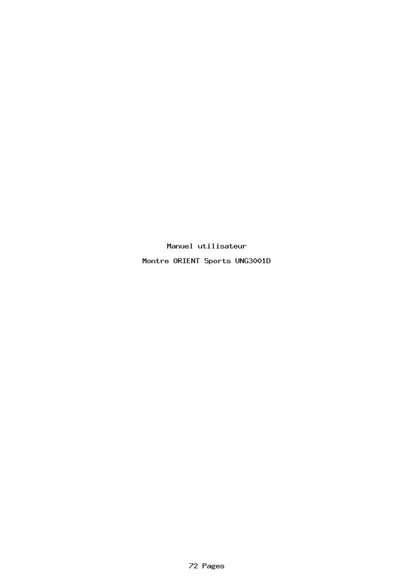 Page 1 de la notice Manuel utilisateur ORIENT Sports UNG3001D