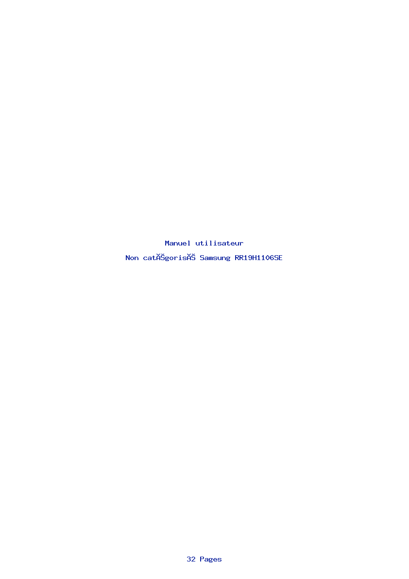 Page 1 de la notice Manuel utilisateur Samsung RR19H1106SE