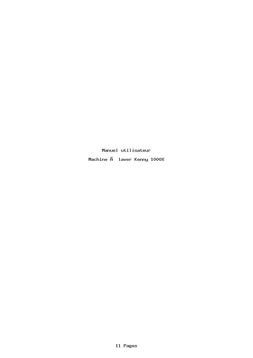 Page 1 de la notice Manuel utilisateur Kenny 1000X