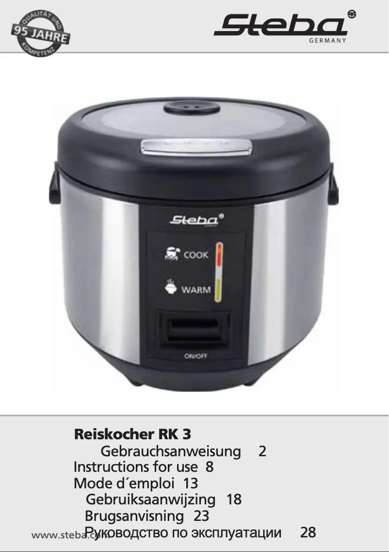 Page 1 de la notice Manuel utilisateur Steba RK 3