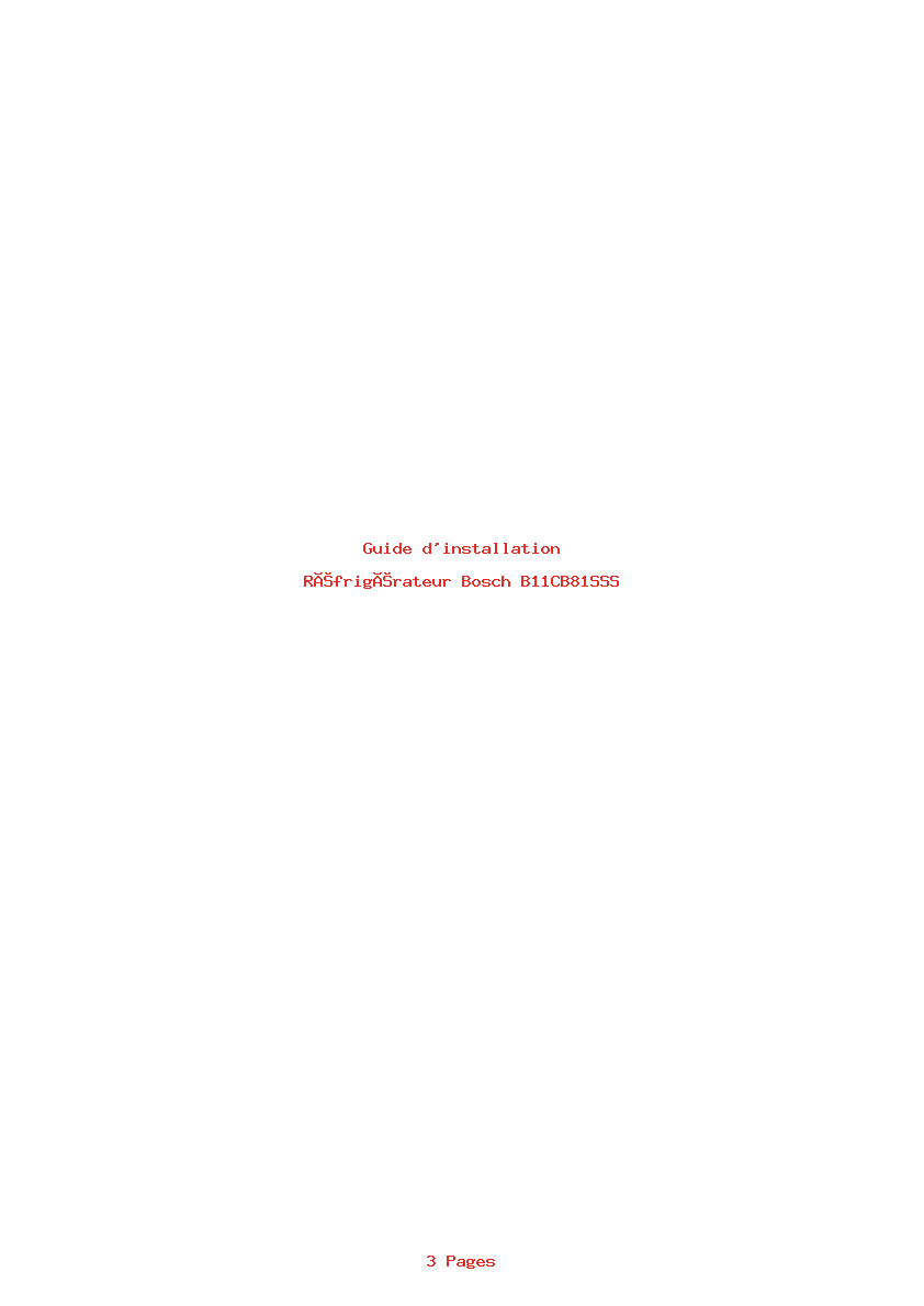 Page 1 de la notice Guide d'installation Bosch B11CB81SSS