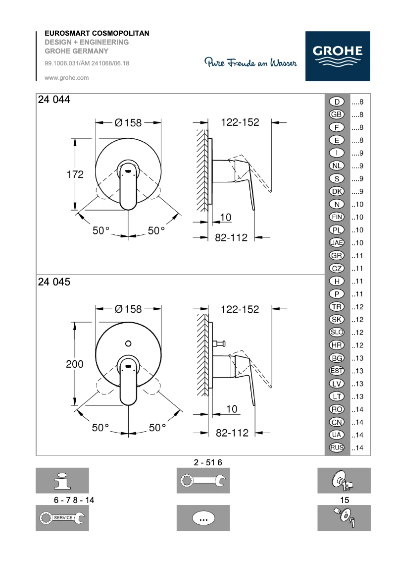 Page 1 de la notice Manuel utilisateur Grohe Eurosmart Cosmopolitan
