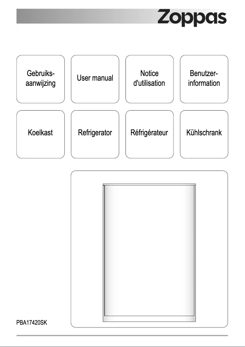 Page 1 de la notice Manuel utilisateur Zoppas PBA17420SK