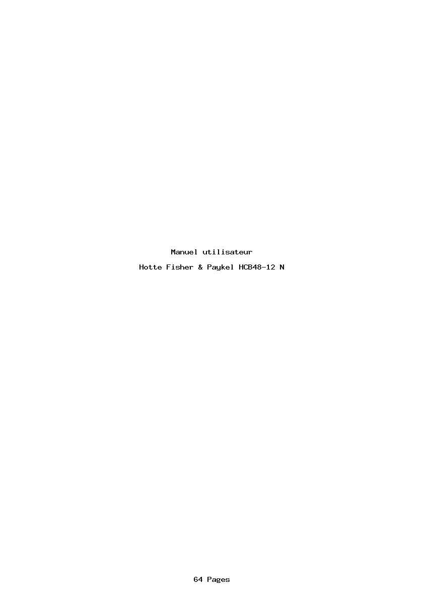 Page 1 de la notice Manuel utilisateur Fisher & Paykel HCB48-12 N