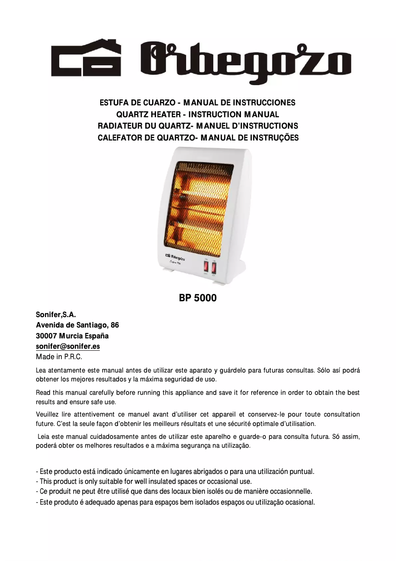 Page 1 de la notice Manuel utilisateur Orbegozo BP 5000