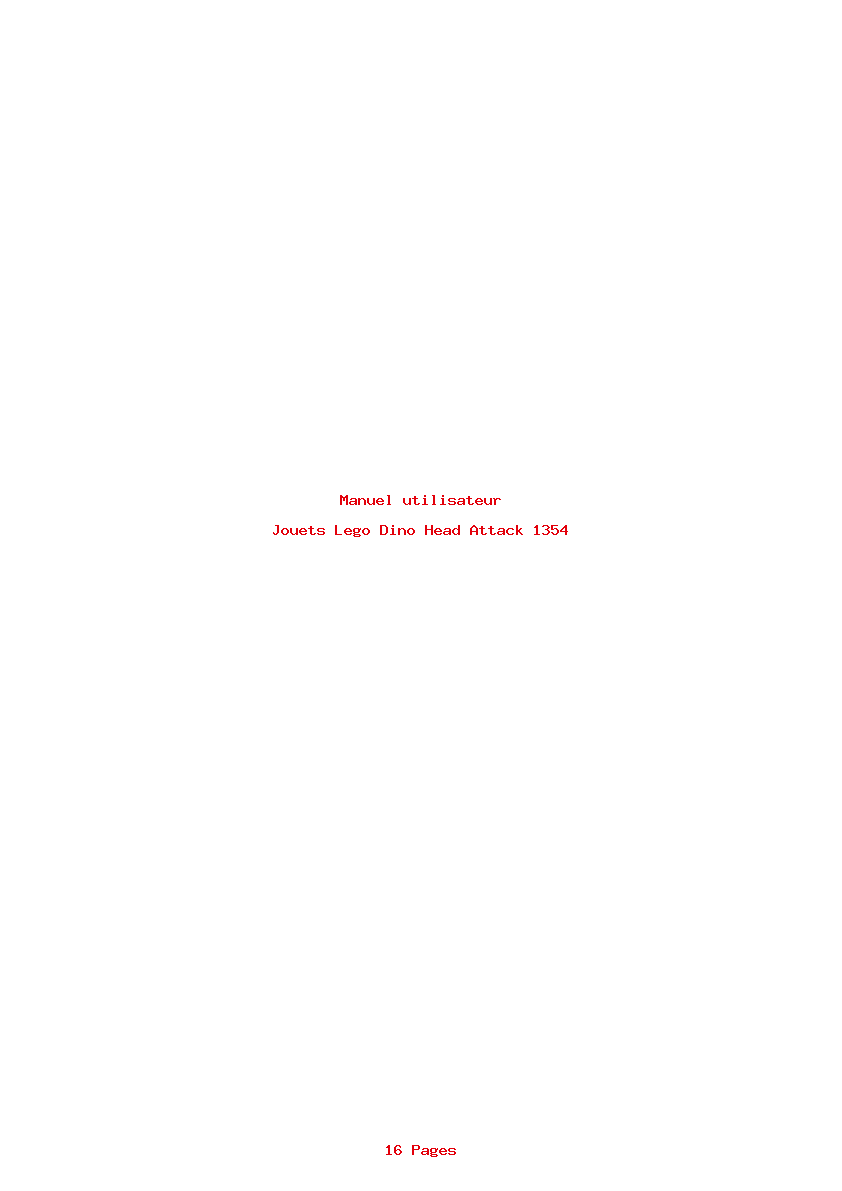 Page 1 de la notice Manuel utilisateur Lego Dino Head Attack 1354
