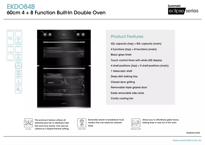 Page 1 de la notice Fiche technique Euromaid EKDO84B