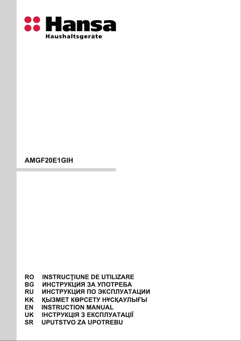 Page 1 de la notice Manuel utilisateur Hansa AMGF20E1GIH