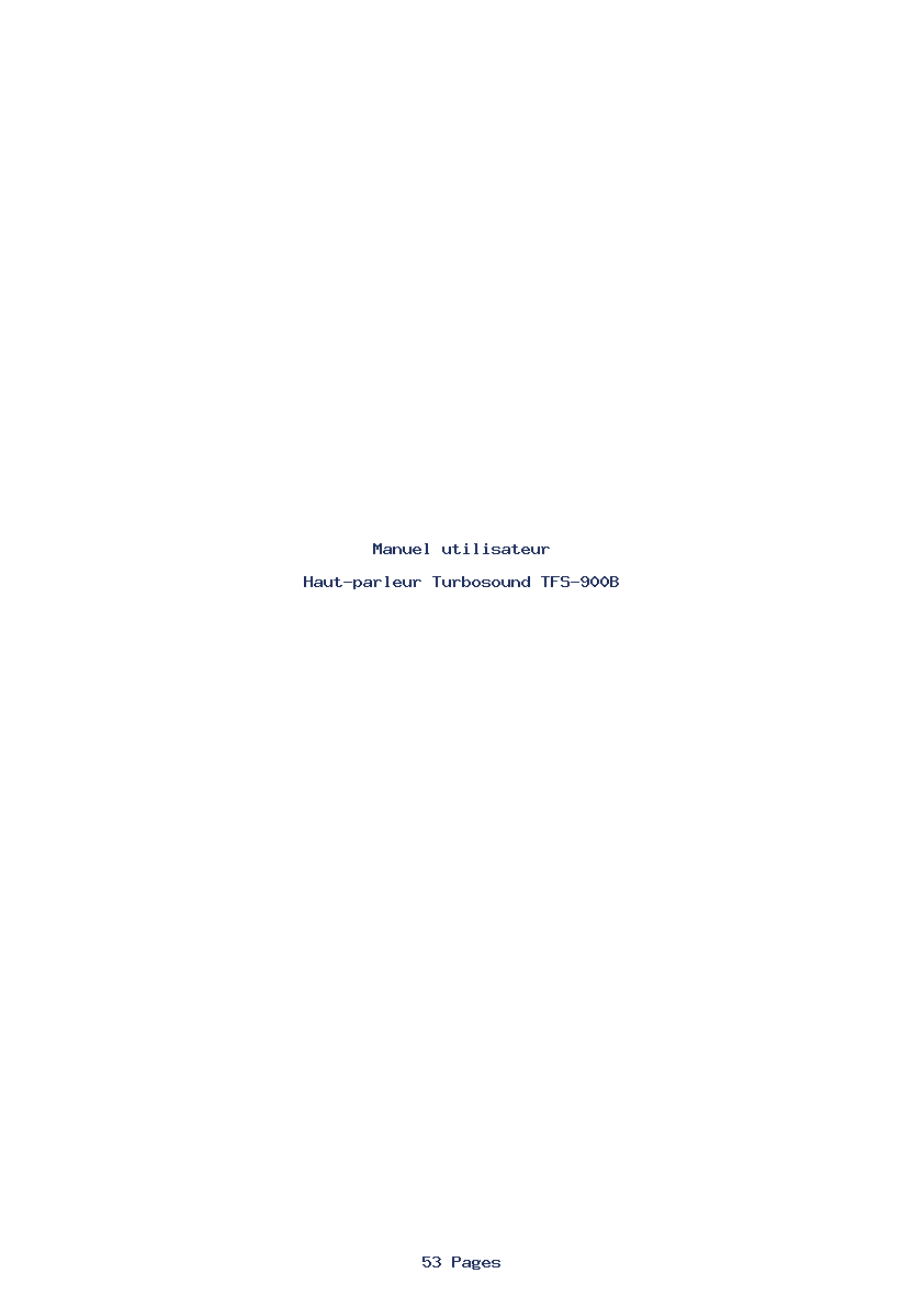 Page 1 de la notice Manuel utilisateur Turbosound TFS-900B